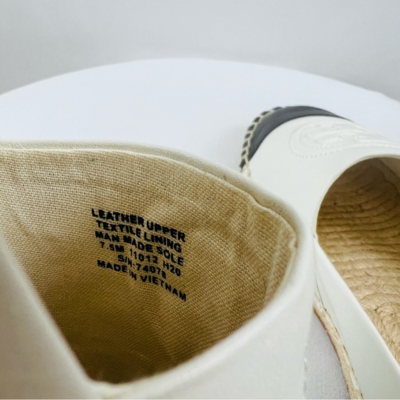 Tory Burch Ivory/Black Benton Color Block Espadrille Jute Nappa Leather - Picture 9 of 10